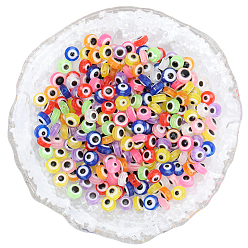 (52) Непрозрачная лаванда 300шт непрозрачные шарики из смолы, плоско-круглые, злые глаза, разноцветные, 6x4 мм, отверстие : 1.5 мм