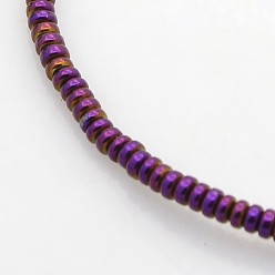 С Фиолетовым Покрытием Гальванизировать немагнитных синтетический гематит бисер пряди, Heishi бусы, Плоский круглый / диск, с фиолетовым покрытием, 2x1 мм, отверстие : 1 мм, около 372 шт / нитка, 15.7 дюйм