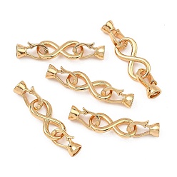 Real 18K Gold Plated SHEGRACE Infinity Brass Fold Over Clasps, Lead Free & Cadmium Free & Nickel Free, Real 18K Gold Plated, 40mm