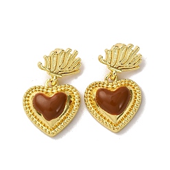 Верблюжий Латунь эмаль подвески, чары священного сердца, реальный 18 k позолоченный, верблюжие, 22.5x14x5.5 мм, отверстие : 3.5x2.2 мм