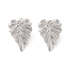 Сердце Не тускнеющий лист 304 серьги-гвоздики из нержавеющей стали для женщин, лист, сердце, 25x18 мм