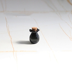 Black Glass Bottles Ornament, Micro Landscape Home Dollhouse Accessories, Pretending Prop Decorations, Black, 1.5x1.9cm