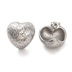 Нержавеющая Сталь Цвет Устойчивые к потускнению 304 серьги-гвоздики из нержавеющей стали, сердце с пазом, цвет нержавеющей стали, 20x20 мм