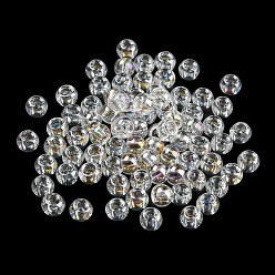 Прозрачный Бисер из стекла , AB цвет, рондель, прозрачные, 4x3 мм, отверстие : 1.2 мм, 20 г / мешок