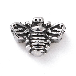 Antik Silber Farbe 304 manuelle Polierperlen aus Edelstahl, Biene, Antik Silber Farbe, 7x10x4 mm, Bohrung: 1.6 mm