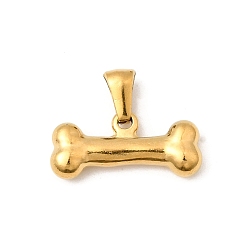 Настоящее золото 18K 304 подвески из нержавеющей стали, ионное покрытие (ip), костяное очарование, реальный 18 k позолоченный, 9x20x4 мм, отверстие : 5.5x2.5 мм