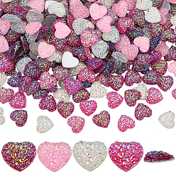 (52) Непрозрачная лаванда 360 шт 4 цвета смоляных кабошонов, сердце, разноцветные, 11.5x12.5x3 мм, 90 шт / цвет