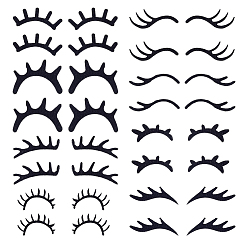 Black 96Pcs 8 Styles Felt Craft Doll Eyelash, for DIY Doll Toys Puppet Plush Animal Making, Black, 20~56x13~55x2mm, 12pcs/style