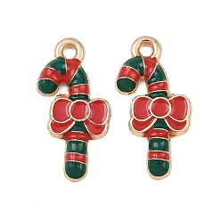 Candy Cane Рождественские эмали сплава подвески, золотой свет, шоколадная конфета, 21.5x10x2.5 мм, отверстие : 1.6 мм