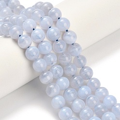 Круглые Натуральный голубой кружевной агат бисер нитей, круглые, класс +, круглые, 6~7 мм, отверстие : 0.7 мм, около 60 шт / нитка, 15.24 дюйм (38.7 см)