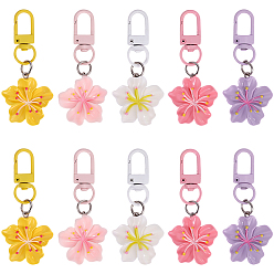 (52) Непрозрачная лаванда 20шт. 5 цвета, подвески в виде цветов из смолы, декоративные элементы, с железной поворотными зажимами, разноцветные, 67 мм, 4 шт / цвет