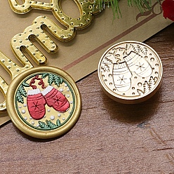 Другие Рождественская серия сургучная печать латунная головка штампа, для сургучной печати, золотые, перчатки, 25x14 мм, внутренний диаметр: 7.5 мм