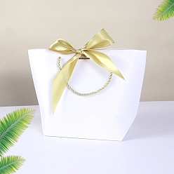 Weiß Papiertüten, Geschenk-Taschen, Einkaufstüten, Hochzeitstaschen mit Band, Rechteck mit Griffen, weiß, 21x17x7 cm
