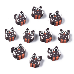 Кокосово-Коричневый Бусины из полимерной глины , сова, кокосового коричневый, 9~10.5x8~10x4~5 мм, отверстие : 1.6 мм