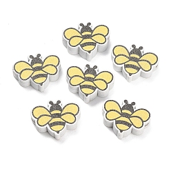 Bees Печатные деревянные бусины, Пчелы, 15x19.5x6 мм, отверстие : 2.5 мм