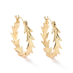 Золотой Ионное покрытие (ip) 304 серьги-кольца из нержавеющей стали для женщин, лист кольцо, золотые, 21.5x20x5 мм, штифты : 0.8 мм