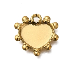 Настоящее золото 18K Ионное покрытие (ip) 304 подвеска из нержавеющей стали с кабошоном, сердце, реальный 18 k позолоченный, лоток : 8x11 мм, 15x15.5x2.5 мм, отверстие : 1.5 мм