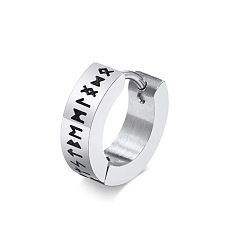 Нержавеющая Сталь Цвет Узор с римскими цифрами 304 серьги-кольца из нержавеющей стали, цвет нержавеющей стали, 9x4 мм