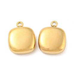 Настоящее золото 14K 304 прелести нержавеющей стали, квадратных амулеты, реальный 14 k позолоченный, 14.5x11.5x5 мм, отверстие : 1.5 мм