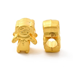 Matte Gold Color Rack Plating Alloy European Beads, Large Hole Beads, Lead Free & Cadmium Free & Nickel Free, Girl, Matte Gold Color, 13.5x10x7mm, Hole: 5mm