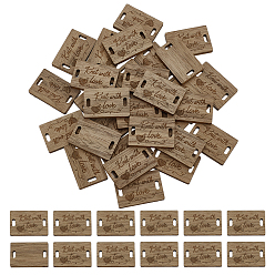 Светло-коричневый 30шт. вязанные деревянные спицы, Вязание, швейные бирки, прямоугольные, загар, 2x3x0.3 см, отверстие : 5.5x2.5 мм