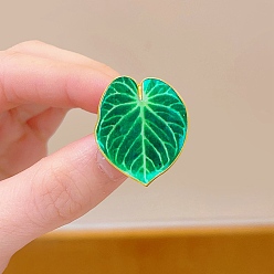 Зеленый Эмалевые значки в форме листа для рюкзака или одежды, золотые, зелёные, 29x24.5 мм