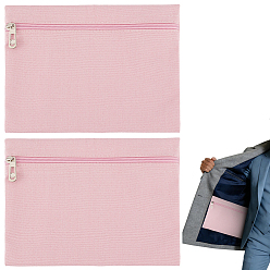 Pink Pochettes cadeaux en tissu à fermeture éclair pour bijoux, avec des trouvailles en plastique et en alliage, rectangle, rose, 16x21.5x0.3 cm