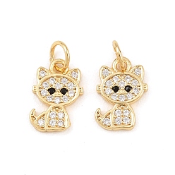 Золотой Латунные микропаве прозрачные кубические циркониевые подвески, долговечный, с целью перехода в кольце, кошка, золотые, 11.5x8x2 мм, Перейти кольцо: 5x1 мм, 3 мм внутренним диаметром