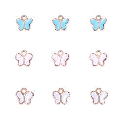 (52) Непрозрачная лаванда Эмалевые подвески из легкого позолоченного сплава, бабочка, разноцветные, 8x8.3x1.5 мм, отверстия : 1.2 mm , 30 шт / комплект