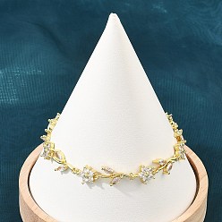 Clair Bracelets en laiton pavé de zirconiums cubiques à maillons en forme de fleur pour femmes, crémaillère plaquage, plaqué longue durée, sans cadmium et sans plomb, réel 18 k plaqué or, clair, 7.44 pouce (18.9 cm)