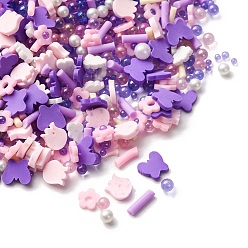 Фиолетовый Кабошоны из полимерной глины ручной работы и пластиковые бусины для изготовления фурнитуры для бижутерии своими руками, разнообразные, фиолетовые, 2~8x2~7x0.5~5.5 мм