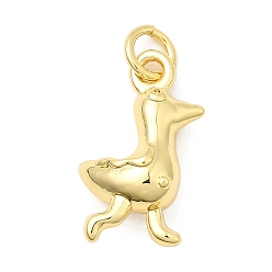 Утка Латунные подвески, долговечный, без свинца и без кадмия, стойки покрытие, с целью перехода в кольце, реальный 18 k позолоченный, утка, 16.5x10x6 мм, отверстие : 3 мм