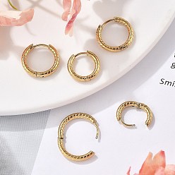 Настоящее золото 18K Серьги из 304 нержавеющей стали, ионное покрытие (ip), реальный 18 k позолоченный, 12~20x2.5 мм