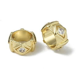 Настоящее золото 18K Стойки обшивки латунные бусины, бусины с большим отверстием, долговечный, без свинца и без кадмия, реальный 18 k позолоченный, 13.5x6.5 мм, отверстие : 9.5 мм