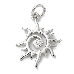 Платина Стойки обшивки латунные подвески, долговечный, без свинца и без кадмия, солнечные чары, с целью перехода в кольце, платина, 19.5x15x1.5 мм, отверстие : 3 мм