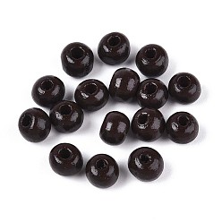 Коричневый Круглые бусины из натурального дерева схима, окрашенные распылением, кофе, 6~6.5x4.5~5 мм, отверстие : 1.6~1.8 мм