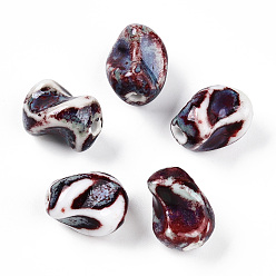 (123L) Белый крем непрозрачный блеск Фарфоровые бусины ручной работы, фантазии античного стекла фарфора, самородки, огнеупорный кирпич, 20~21x16~17x14~15 мм, отверстие : 2.5~3.5 мм