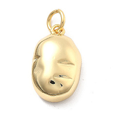 Настоящее золото 18K Стойка латунь покрытие, долговечный, без свинца и без кадмия, овальные амулеты, с целью перехода в кольце, реальный 18 k позолоченный, 16.5x10x6 мм, отверстие : 3 мм