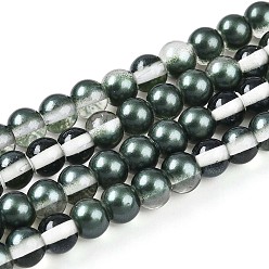 Темно-серый Запекание окрашенные прозрачные стеклянные бусины нити, круглые, два тона, темно-серый, 6~6.5 мм, отверстие : 1 мм, около 142~147 шт / нитка, 30.31~31.50 дюйм (77~80 см)