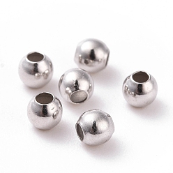 Real Platinum Plated Rhodium Plated 925 Sterling Silver Spacer Beads, Round, Real Platinum Plated, 4mm, Hole: 1.4~1.5mm