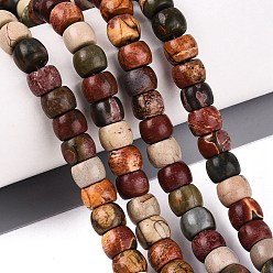Picasso Jasper Natural Picasso Jasper/Polychrome Jasper Beads Strands, Barrel, 8~8.5x5.5~6mm, Hole: 0.8~1mm, about 61~66pcs/strand, 14.76~15.16 inch(37.5~38.5cm)