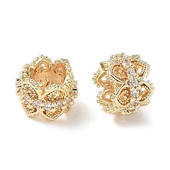 Золотой Латунные микро проложить Цирконий Европейский бисером, долговечный, бусины с большим отверстием, золотые, 8.5x6.5 мм, отверстие : 5x5 мм