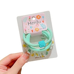 Aquamarine 4Pcs Elastic Fibers Hair Ties, Aquamarine, 60mm