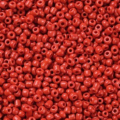 Red Glass Seed Beads, Opaque Colours Seed, Small Craft Beads for DIY Jewelry Making, Round, Red, 2mm, Hole:1mm, about 30000pcs/pound