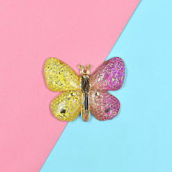 Gold Opaque Resin Pendant, Two Tone, Butterfly, Gold, 25x32mm