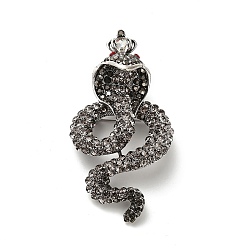 Серо-коричневый Брошь-булавка в виде змеи со стразами, значок из сплава для рюкзака, суровая, 91x47 мм