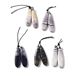 Малахит Подвески из натурального фиолетового малахита, слезинки, 39x10~11x3.5~4.5 мм, отверстие : 0.9~1 мм