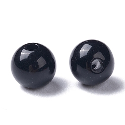 Black Opaque Acrylic Beads, Round, Black, 8x7mm, Hole: 2mm, about 1745pcs/500g