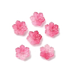 Ярко-Розовый Стеклянные бусины, снежинка, два тона, ярко-розовый, 10x11x3.5 мм, отверстие : 1.4 мм