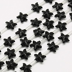 Черный Синтетические коралловые бусины ниток, окрашенные, морская звезда / морские звезды, чёрные, 10x11x5.5 мм, отверстие : 1 мм, около 24 шт / нитка, 16.53 дюйм